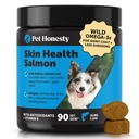 Kjæledyr Ærlig hud Helse Salmon Chews - Itch Relief for hunder, Omega 3 Fiskeolje for hunder, Naturlig lakseolje for hund Chews for sunn hud & Coat, kan redusere skjære, hund fisk olje supplement - 90 Ct