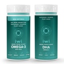 Iwi Omega-3 Minis & DHA Omega-3 Bundle, 30 Serveringer, Vegansk Plantebasert Algae Omega 3, Krill & Fish Oil Alternative, Ingen Fiskig Ettersmak