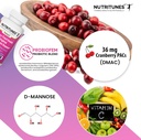 Cranberry PACs med D Mannose Supplements for kvinner, vitamin C og kvinner Vaginal Probiotic inkludert Lactobacillus og Bifidobacterium stammer for urinveistrakt helse - 60 Femuni UTH Kapsler