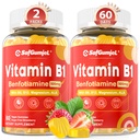 Vitamin B1 Gummies | Benfotiamin 500 mg med vitamin B6 B9 B12 & Magnesium for Nerve Helse, Energi og Metabolisme Støtte | Sukkerfri, Ikke GMO, Vegansk, 120 greve