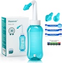 Neti Pot Sinus renn Nasal Vaske 300ML Neti-Pot med 30 Nasal Vaske saltpakker og klistremerke Termometer Nese Cleaner Vaskeflaske Renere trykk Irrigering for voksen og Kid BPA Gratis (Light Green)