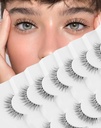 Naturlig falske øyenvipper Clear Band Lashes Naturlig utseende Jiocolor Wispy Faux Mink Lashes Demi-wispies Fake Lashes 12MM 7 Par Wispy Dream(7mm-12mm)