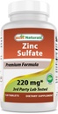 Best Naturals Sink Sulfate 220 mg 120 tabletter - 3rd Party Lab Testet - laget i USA - Glutenfri og ikke-GMO