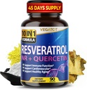 VEGATOT 10 i 1 høy styrke Resveratrol med Quercetin sunn aldring immun hjerne øke felles støtte (90 greve (pakke av 1))