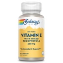 SOLARAY Vitamin E 400 IU (268 mg), Tørrform med blandede tokoferoler Vitamin E - Antioksidant Supplement, PMS og Menopause Support - 60-dagers garanti, Lab Verifisert - 50 Services, 50 Kapsler