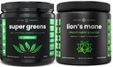 NutraChamps Super Green Unflavored & Lions Mane pulver. Grønne & Adaptogen Bundle