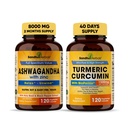 Sandhu Herbals Organic 4in1 Ashwagandha w/Zinc & Organic Turmeric Curcumin m/Bioperine Black Pepper Extract® støtter immunsystemet