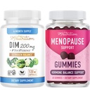 Menopause støtte Gummies Plus 200 mg DIM Supplement for forbedret østrogenbalanse for kvinner | vegetarisk glutenfri hormonbalanse Gummies (30 serveringer) & Diindolmetan kapsler (120 serveringer)