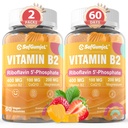 Vitamin B2 Gummies | Riboflavin 400mg for voksne og barn | med magnesium og CoQ10 for energi og migrain relief | Sugar Free B2 Vitamin VIT B | Non GMO, Vegan, 120 Antall