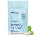 Neuro Memory & Focus Gum - Nootropic Gum med vitamin B12, Vitamin B6, L-Theanine & Ginseng Extract - Naturlig Hjernestøtte Supplement - Vegan, Koffein & Sukker Gratis Chews - Peppermynte, 90 ct