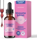 JoySpring Immune Drops - barneimmunitetsstøtte Supplement (1 fl oz, 30 serveringer) med organisk eldbær væske, Echinacea, Oregon Grape Root & Orange Peel for alderen 2-16+ År og voksne
