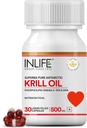INLIFE Krill Oil Supplement -Phosfolipid Omega 3 med Astaxanthin - 500 mg, 30 kapsler
