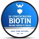 Biotin Beard Balm for menn og kondition Beard Wax - laget med Castor Oil Naturlige og organiske ingredienser - Hydrates & Tykker ansiktshårvekst - 2 Ounce Tin