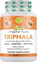 Organic Veda Triphala pulver 300 Kapsler, 1000mg - Organic Triphala Supplement for Colon Cleanse, Immune, Gut & Digestion Helse - Hele grønne antioksidanter Amla, Haritaki & Bibhitaki - Vegan piller