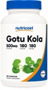 Nutricost Gotu Kola 500 MG, 180 kapsler - Vegetariske kapsler, Glutenfri, Ikke-GMO