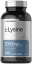 Horbäach L-Lysine Supplement 2000mg 240 Caplets Free Form L-Lysine Hydrochloride | Vegetarisk, Ikke-GMO, Glutenfri