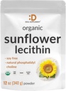 Organisk solflower Lecitin pulver, 12oz – soya gratis, plantebasert, naturlig forekommende fosfatidylkolin – lactation Supplement for kvinner – ikke-GMO