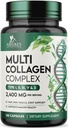 Multi collagen Supplement 2400 mg - Hydrolyserte typer I, II, III, V & X Multi collagen piller kompleks, collagen peptider kosttilskudd, hår, hud, negle, og felles støtte supplement, ikke-GMO - 120 kapsler