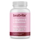 BESTVITE L-Arginine L-Ornithine 500-250 (120 vegetariske kapsler) - Ingen stearates - Ingen fyllstoffer - Vegan - Ikke GMO - Glutenfri - Ingen kalsiumsilikat