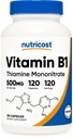 Nutricost vitamin B1 (Thiamin) 500 mg, 120 kapsler