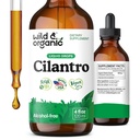 Wild & Organic Cilantro Tinktur - Herbal Detox drops med Cilantro ekstrakt - flytende Coriander Leaf Supplement - Vegan, Sukker & alkoholfri Dråper - 4 fl oz