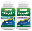 Best Naturals vitamin B1 som Thiamin Mononitrat 500 mg & vitamin B2 (Riboflavin) 400 mg