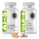 Intestinal festning AI-5 & GLR-6 Digestiv Helse Supplement Bundle w/Glutamine, Turmeric, Curcumin for Gut Helse Kapsel Supplement & støtte Digestiv Helse, Ikke-GMO, Dairy Free - 30 dagers forsyning