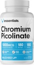Bucked opp kromi Picolinate 1000mcg per servering, bucked opp grunnleggende (180 serveringer, 180 tabletter)