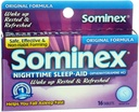 Sominex nattesøvn-Aid med diphenhydramin HCl 25 mg, opprinnelig formel, 16 tabletter, (pakke med 1)