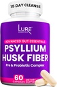 Lure Essentials Psyllium Husk Capsules for Colon Cleanse - Prebiotic og Probiotic Fiber