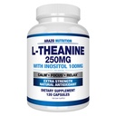 Arazo Nutrition L-Theanine 250mg (ekstra styrke) med Inositol 100mg, 120 kapsler vegetarisk