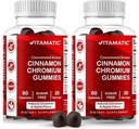 Vitamatisk sukkerfri krom gummier med ceylon kanel – 2000 mg ekvivalent per servering (fra ekstrakt 83 mg) – Ikke-GMO, glutenfri – 60 vegan gummi – 2 pakke