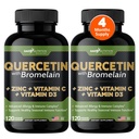 Gade Ernæring Quercetin med vitamin C og sink - Quercetin 500mg - Quercetin med Bromelain - Zinc Quercetin - Quercetin kosttilskudd + vitamin D3 (Non-GMO, Glutenfri, Vegan) - 4 måneders forsyning