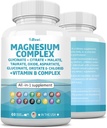 60 Count Magnesium Complex 2285mg med magnesiumglycinatcitratmalatoksid Taurate Aspartat Gluconate Orotat & Mag Klorid, sink kobber Manganes og vitamin C B1 B6 B12 Complex USA