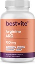 BESTVITE Arginine AKG 750mg (240 vegetariske kapsler) - Ingen stearates - Vegan - Ikke GMO - Glutenfri