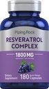 Piping Rock Resveratrol Complex 1800 mg 180 kapsler | Grape Seed ekstrakt | Ikke-GMO, Glutenfri Supplement