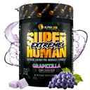 ALPHA LION Superhuman Extreme høy stimul pre trening pulver, Beta Alanine, L-Taurin & 356mg tri-kilde koffein for responderbar energi, nitric oksid og citrullin for pumpe (21 serveringer, Grape Flavor)