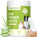 Øre Finger Tørker for hunder og katter, Tjukker Hund Øre Rengjøring Tørker, Naturlig Relief Katt Øre Rengjøring Hund, Kjæledyr Helse forsyninger for hund Små dyr Katt, Aloe Scent Deodorizing - 50 greve