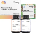 PMS støtte Bundle ® Myo-Inositol & D-Chiro Inositol blandekapsel 30-dagers forsyning | Vitex Chasteberry Supplement for kvinner 120-dagers | Premium Multivitamin for kvinner | Morgensykhet Te 15ct