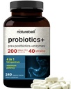 Probiotiske 200 milliarder CFU – 40 strender Per servering | 240 Veggie kapsler med prebiotika og probiotika for digestiv helse – Gut Helse & Bloating Support | Daglig probiotika for kvinner og menn