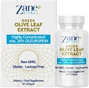 Zane Greek Olive Leaf ekstrakt - min. 20% Oleuropein - gir immun og sunn blodtrykksstøtte, fremmer kardiovaskulær system helse - 60 kapsler ikke-GMO, Gluten - Laktose – Paraben Gratis