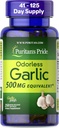 Puritan Pride Premium Odorless hvitløk Fresh 500mg, Tradisjonelt kosttilskudd for hjerte helse og sirkulasjonsstøtte med antioksidant egenskaper, 250 Rapid release Softgels