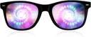GloFX Black Frame Spiral Diffraksjonsbriller – Laser Etched for Hypnotic Spiral Light Effects, Fleksible og holdbare for Raves & Festivals