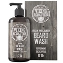Beard Wash Shampoo w/Argan & Jojoba Oljer - Softens & Styrker - Naturlig Peppermynte og Eucalyptus Scent - Beard Shampoo w/Beard Oil (17 oz Shampoo)