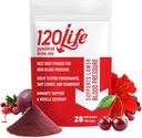 120LIFE Blood Pressure Support, Natural Beet Root Powder Drink Blande med Pomegranate pulver, Cranberry Supplement, Tart Cherry, Hibiscus og Magnesium (28 Serveringer) - Glutenfri, Vegansk