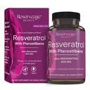 Reservasjon Skjønnhet, Resveratrol 500 mg med Pterostilbene, Antioksidant Supplement for immun støtte og hjerte helse, støtter sunn aldring, Paleo, keto, 60 kapsler (60 Services)