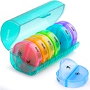 Sukuos Large Weekly Pille Organizer 2 ganger om dagen, daglig pille Box 7 dager lett å åpne med dobbelt beskyttelse, AM Pille tilfelle for medisin/vitamin/fish olje/supplements (cyan)