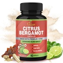 Organic Cadane Citrus Bergamot Supplement Extract Caps, 90 Caps, 3 måneders Supply & Berberine, Olive, Guggul, Hvitløk, Pine Bark, Svart Pepper