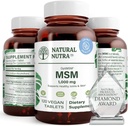 Naturlig Nutra OptiMSM, MSM Supplement med svovel, forhindre tynnhår, øke leddfleksibilitet og bein helse, Cartilage Helse, støtter flytende balanse, 1000 mg, (120) Vegantabletter
