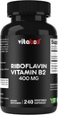 Vitamin B2 (Riboflavin) 400 mg 240 vegetariske kapsler - støtte cellulær energi og rød blodcelleproduksjon